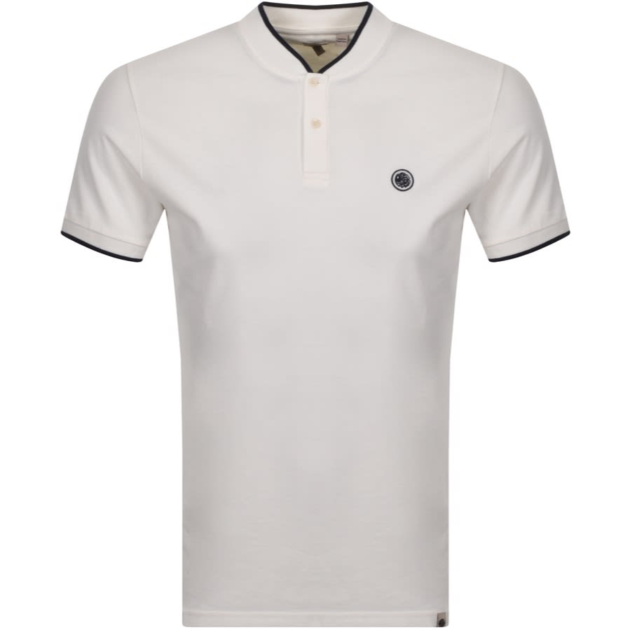 Alternative Image for ProductPretty Green Pique Grandad Collar T Shirt White1